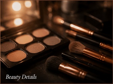 Beauty products and brushes
